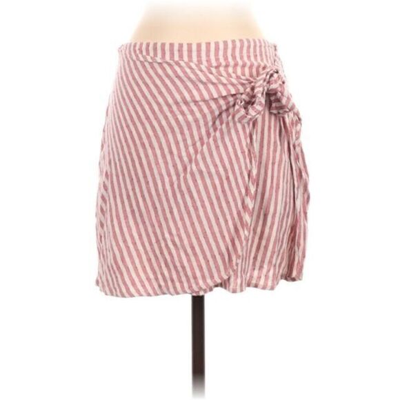 Billabong sincerely jules red striped wrap skirt size M - Picture 1 of 6